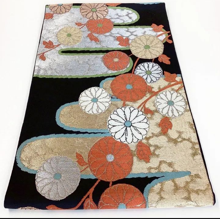 5200］袋帯 草花エ霞文様 金銀彩 六通 正絹 着物 フォーマル 黒 - メルカリ