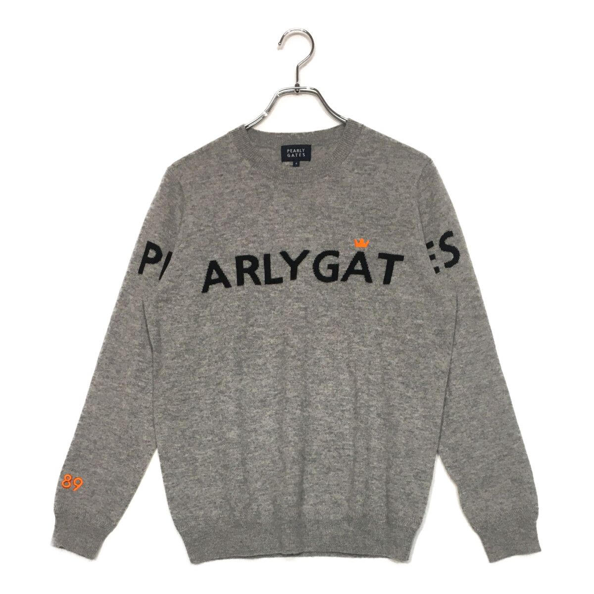 美品 パーリーゲイツ グレー スニード セーター サイズ4 中古 メンズ パーリーゲイツ PEARLY GATES セーター 4(M) グレー 長袖