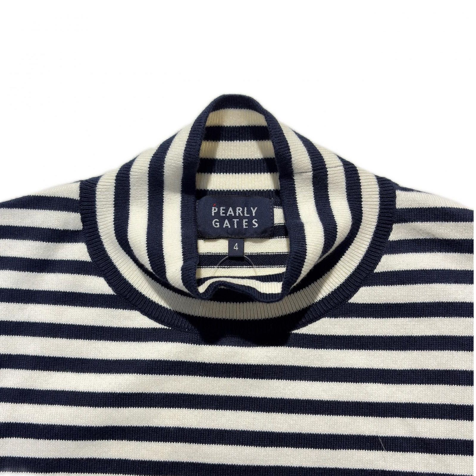 新品未使用　PEARLY GATES ハイネックアウター PG89 ベージュ　4 14GダブルJQ×ワッペン風ハイネックニットプルオーバー | PEARLY GATES