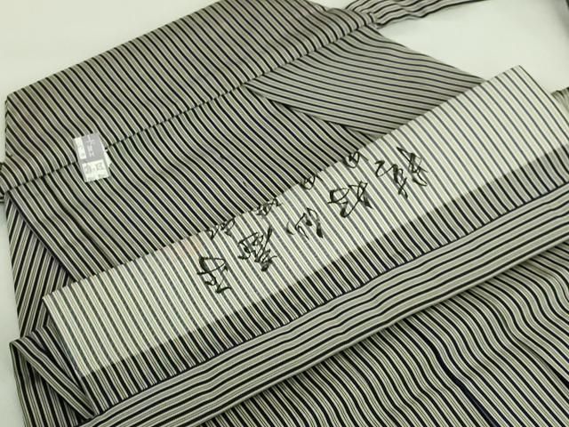 平和屋本店○極上 男性 人間国宝 甲田綏郎 精好仙台平 馬乗り袴 縞