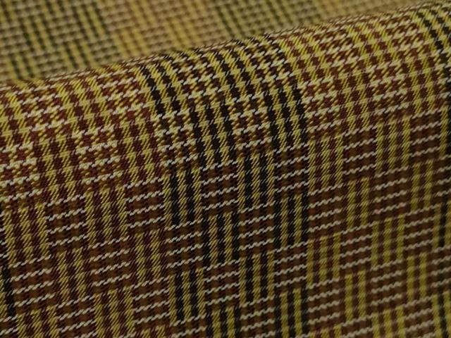 平和屋本店○極上 山下八百子 本場黄八丈 市松綾織 紬 逸品 未使用