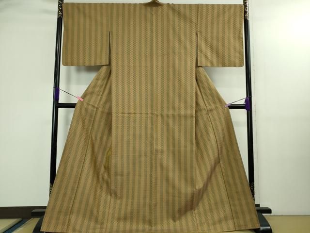 平和屋本店○極上 山下八百子 本場黄八丈 市松綾織 紬 逸品 未使用