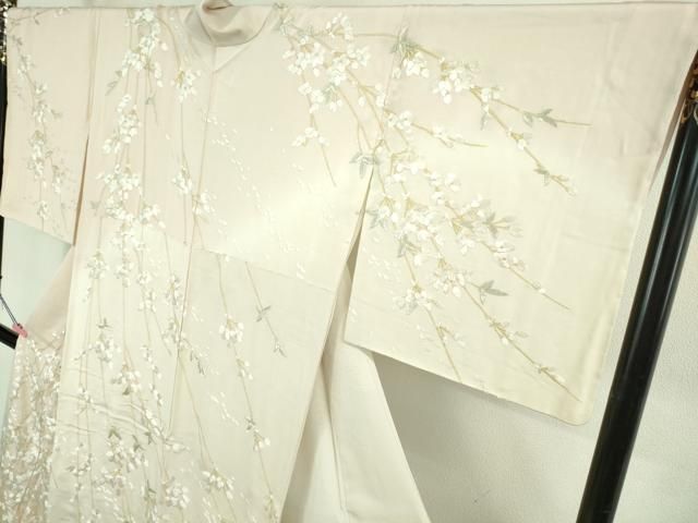 平和屋本店○極上 訪問着 総手刺繍 枝垂れ桜 暈し染め 金銀糸 逸品 未