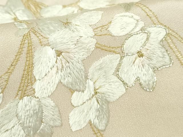 平和屋本店○極上 訪問着 総手刺繍 枝垂れ桜 暈し染め 金銀糸 逸品 未