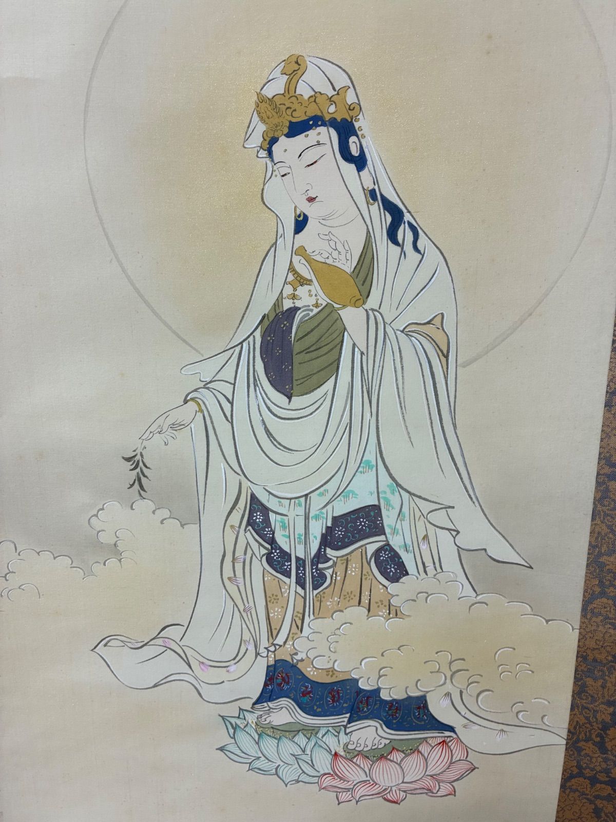 真作】分部五鈴「観音」掛軸 真筆証明書付 絹本 肉筆 仏画 供養 - メルカリ