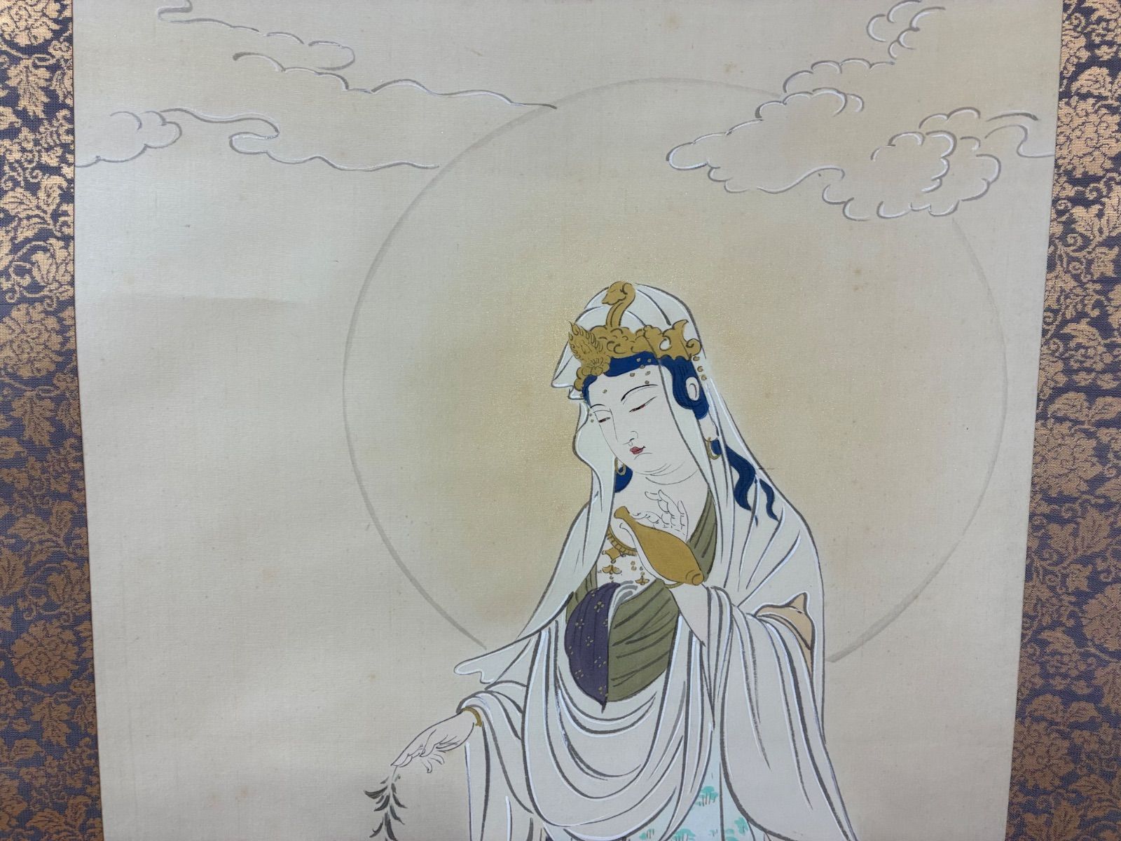 真作】分部五鈴「観音」掛軸 真筆証明書付 絹本 肉筆 仏画 供養 - メルカリ