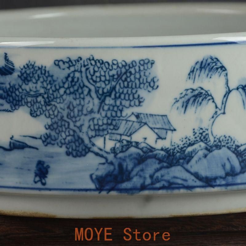 鯖山水 庭楼 筆洗 水仙の鉢 陶磁器 装飾品 現代工芸品美術品 置物