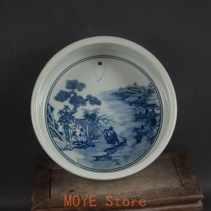 鯖山水 庭楼 筆洗 水仙の鉢 陶磁器 装飾品 現代工芸品美術品 置物