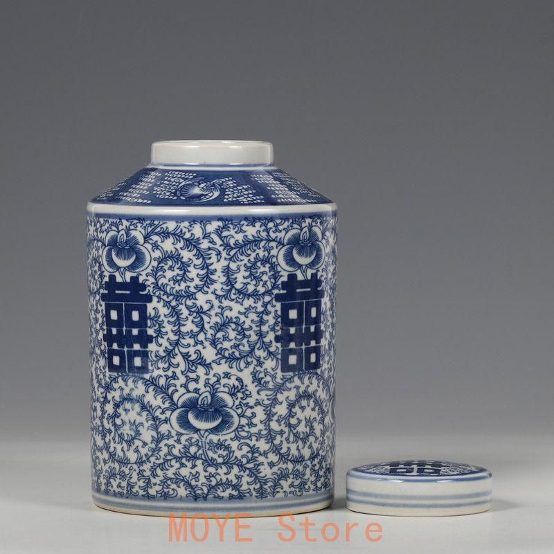 景徳鎮 陶磁器 青花喜字円缶 茶筒物入れ 装飾品 工芸品 美術品 置物 青花磁器喜字茶壺 景徳鎮 陶磁器 装飾品 現代工芸品美術品 置物 - メルカリ