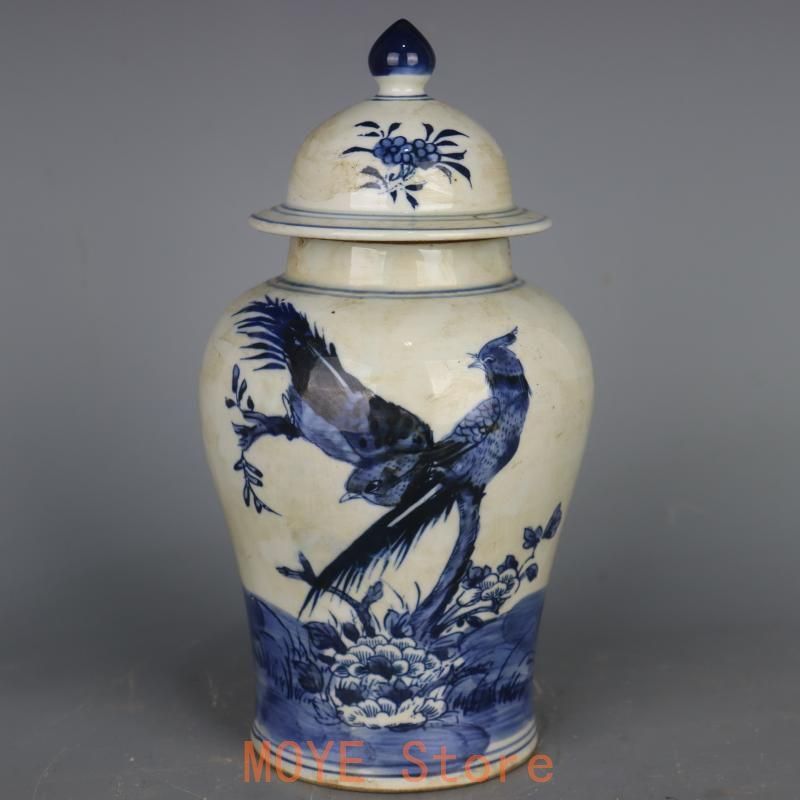 サバ花鳥紋将軍缶 景徳鎮 陶磁器 装飾品 現代工芸品 美術品 置物