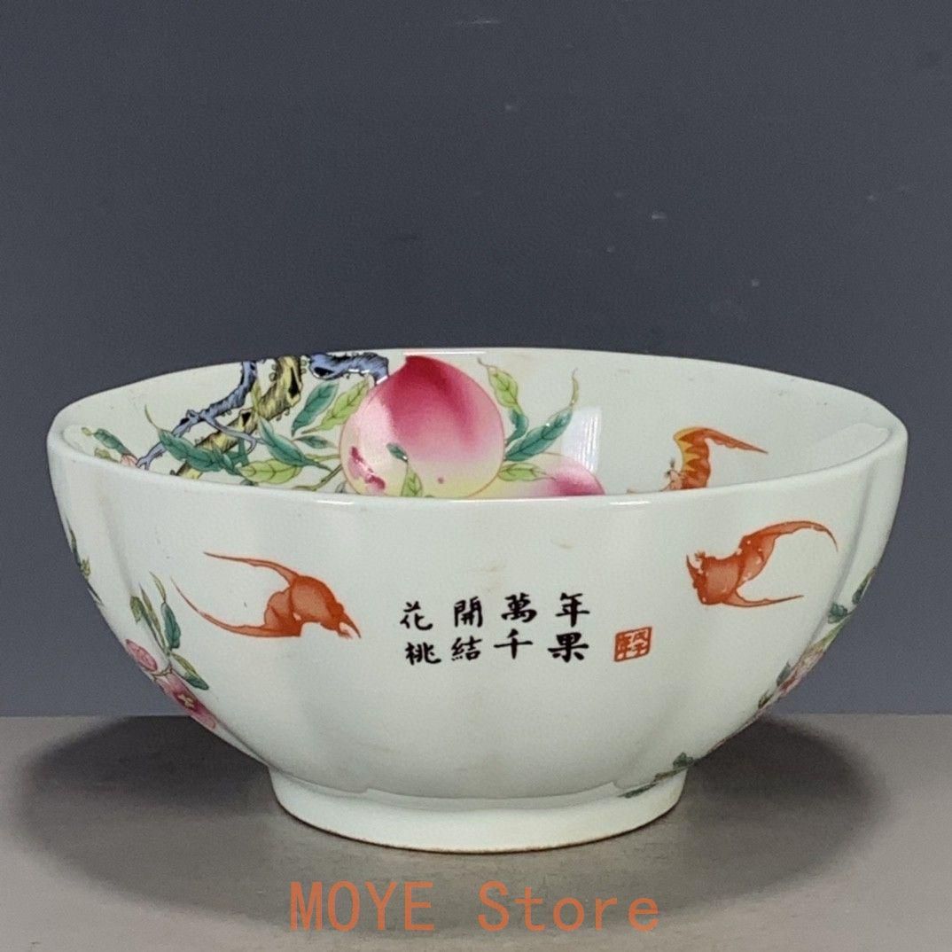 乾隆粉彩寿桃碗 景徳鎮 陶磁器 装飾品 工芸品 美術品 置物 - メルカリ
