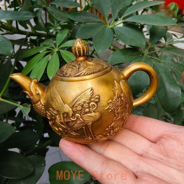銅器 細工 魚嘴鶴茶壺 徳利 茶道具 現代工芸品 美術品 置物 - メルカリ