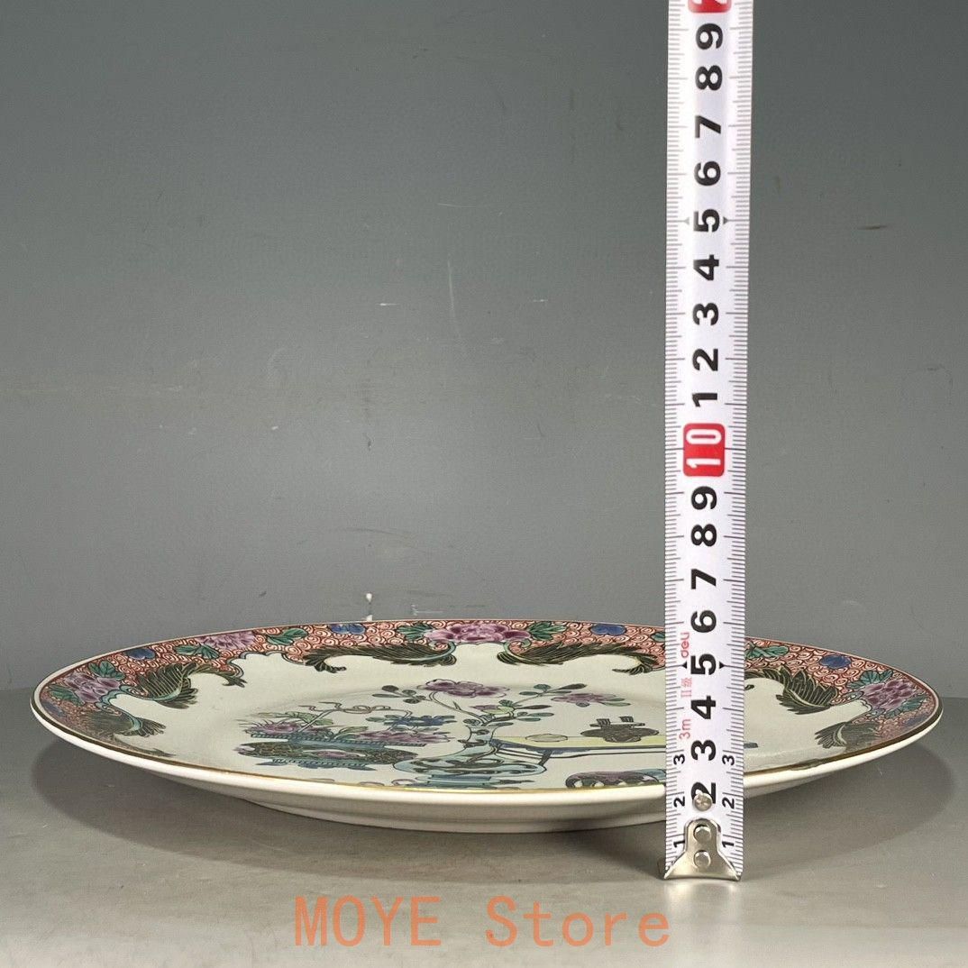 清乾隆 五彩花卉図紋賞盤 景徳鎮 陶磁器 装飾品 工芸品 美術品 置物