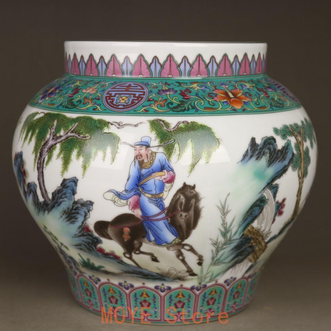 乾隆款琺瑯彩人物図磁の壺 景徳鎮 陶磁器 装飾品 現代工芸品 美術品