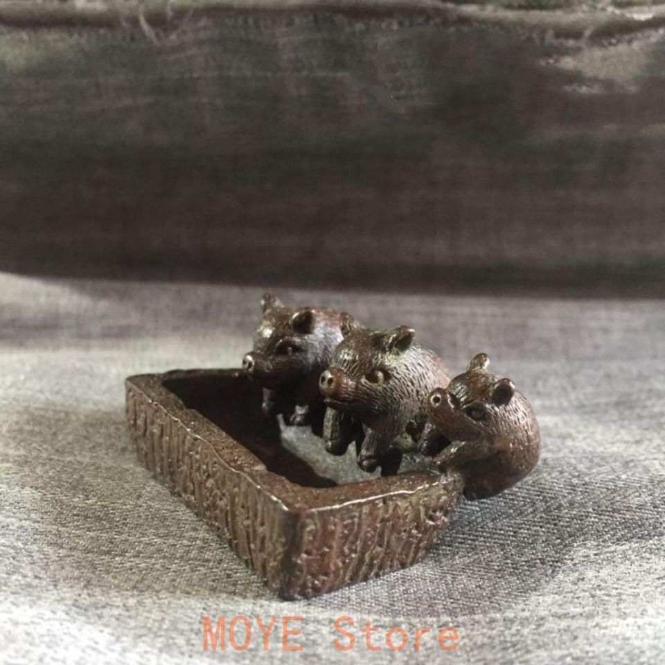 銅器 三匹小猪 茶道具 茶寵 工芸品 美術品 置物 - メルカリ
