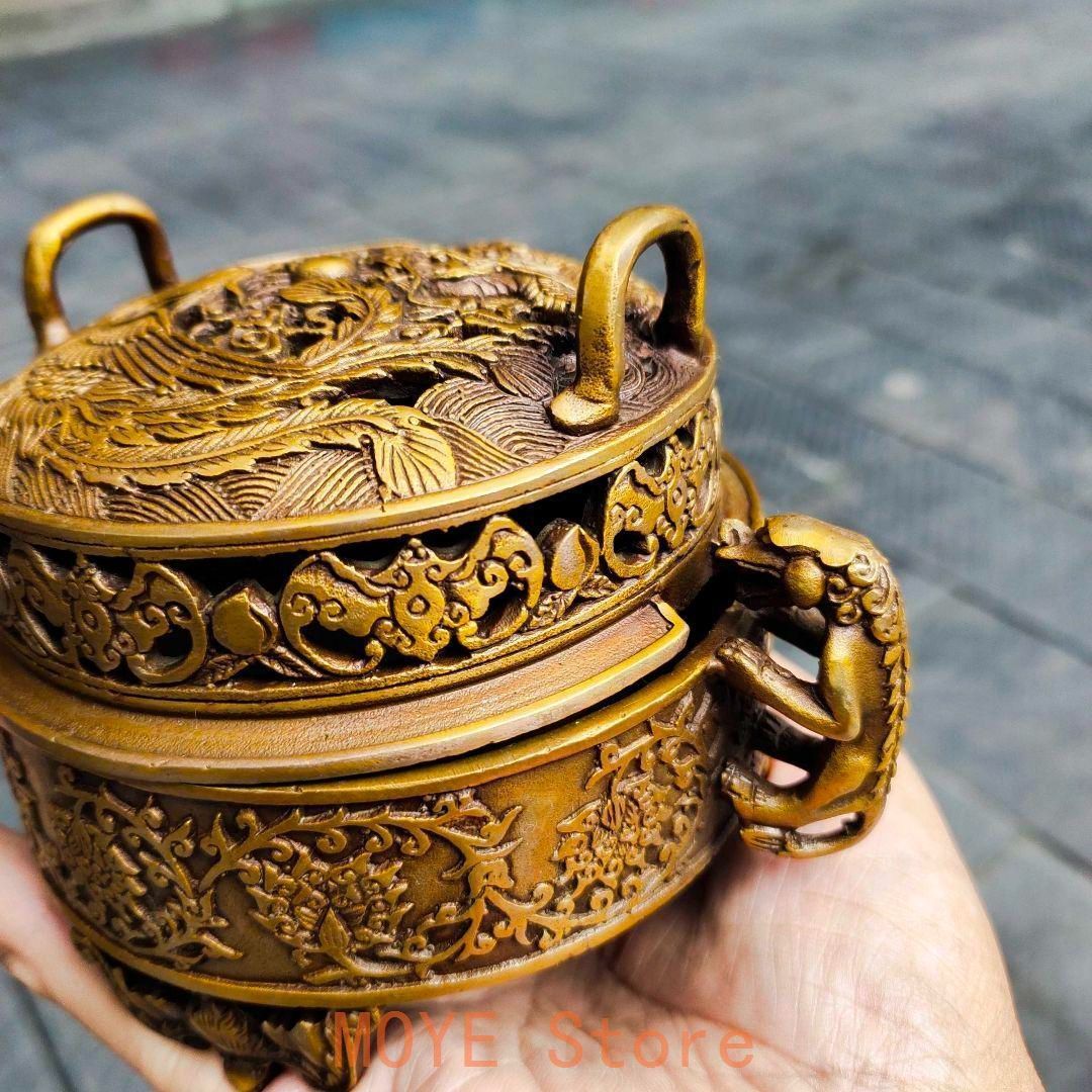 龍鳳香炉 銅 細工 装飾品 現代工芸品 美術品 置物 【公式通販】