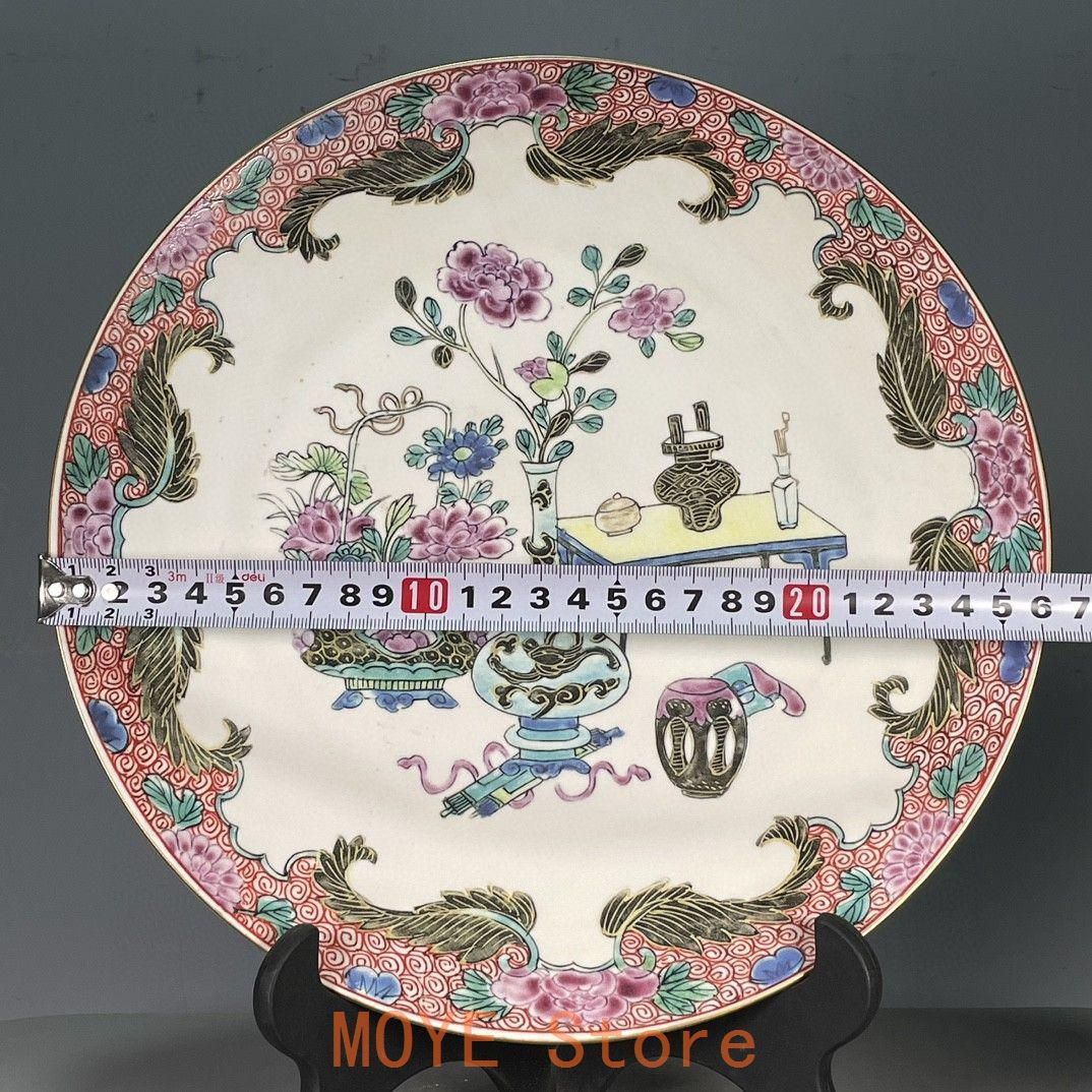 清乾隆 五彩花卉図紋賞盤 景徳鎮 陶磁器 装飾品 工芸品 美術品 置物