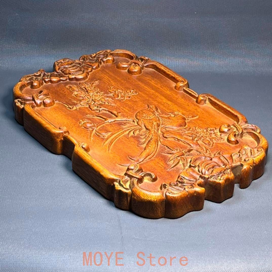 中国茶器 木彫り二重の喜び 果盤 茶盤 装飾品 工芸品 美術品 置物