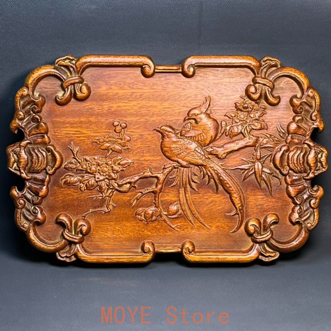 中国茶器 木彫り二重の喜び 果盤 茶盤 装飾品 工芸品 美術品 置物