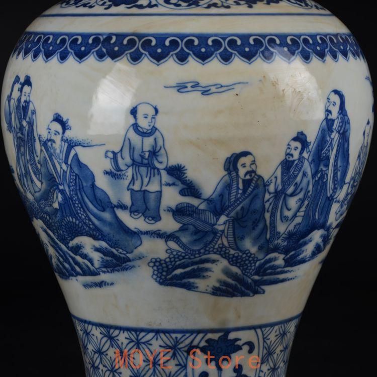 鯖人物魚尾の花瓶 景徳鎮 陶磁器 装飾品 現代工芸品 美術品 置物