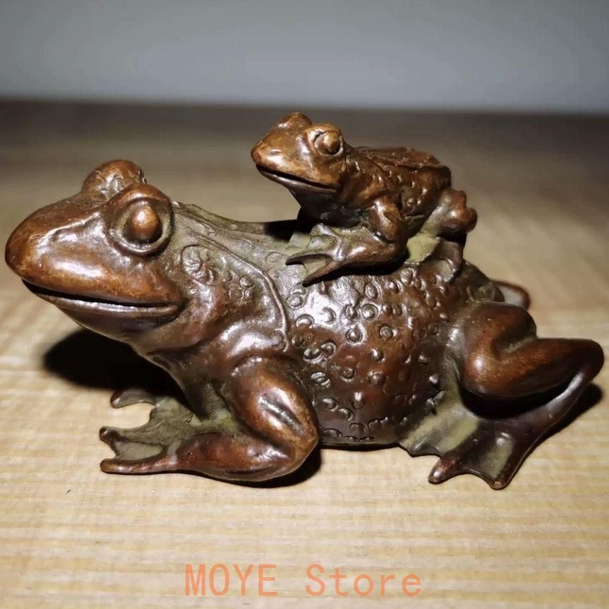 铜器 母子金蟾 轻奢 摆件 装飾品 工芸品 美術品 置物 銅 細工 母子金蟾 茶道 来財飾り 工芸品 美術品 置物 - メルカリ