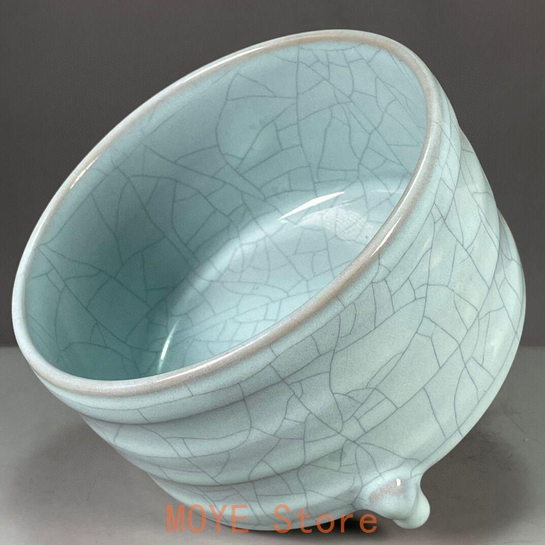 磁器 景徳鎮 開片釉三足香炉 工芸品 置物 磁器 景徳鎮 開片釉三足香炉 工芸品 置物 磁器 景徳鎮 開片釉三足香炉