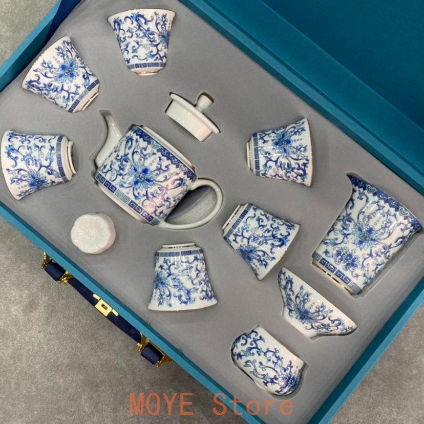 中国茶器 青花纏枝蓮茶壺茶器セットです 新品未使用 - メルカリ