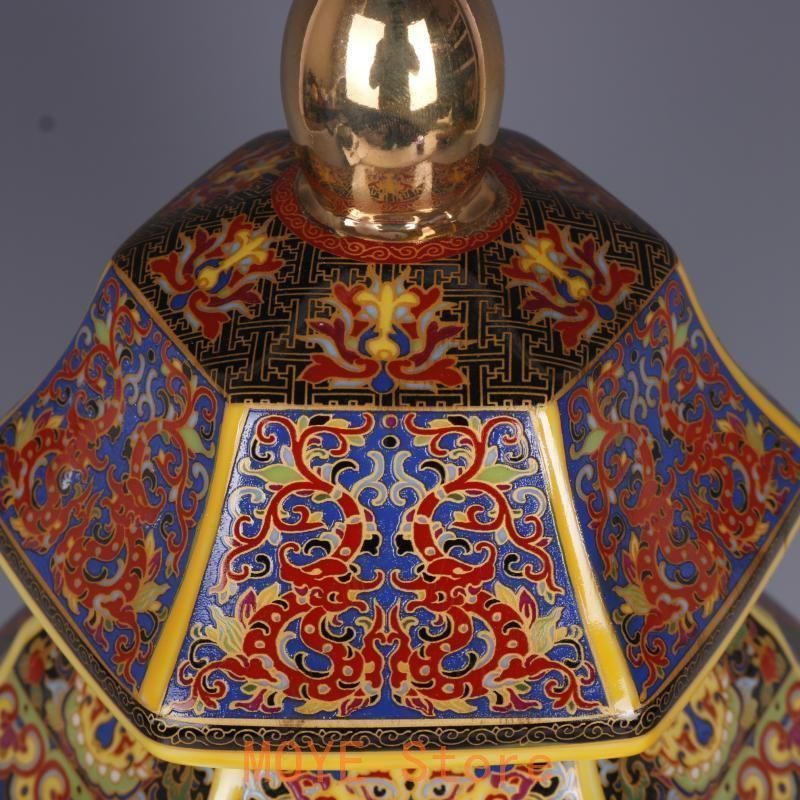 景徳鎮 磁器 琺瑯彩花鳥紋六方瓶 現代工芸品 美術品 装飾品 琺瑯彩花鳥紋六方らっきょう瓶 景徳鎮 陶磁器 装飾品 現代工芸品 美術