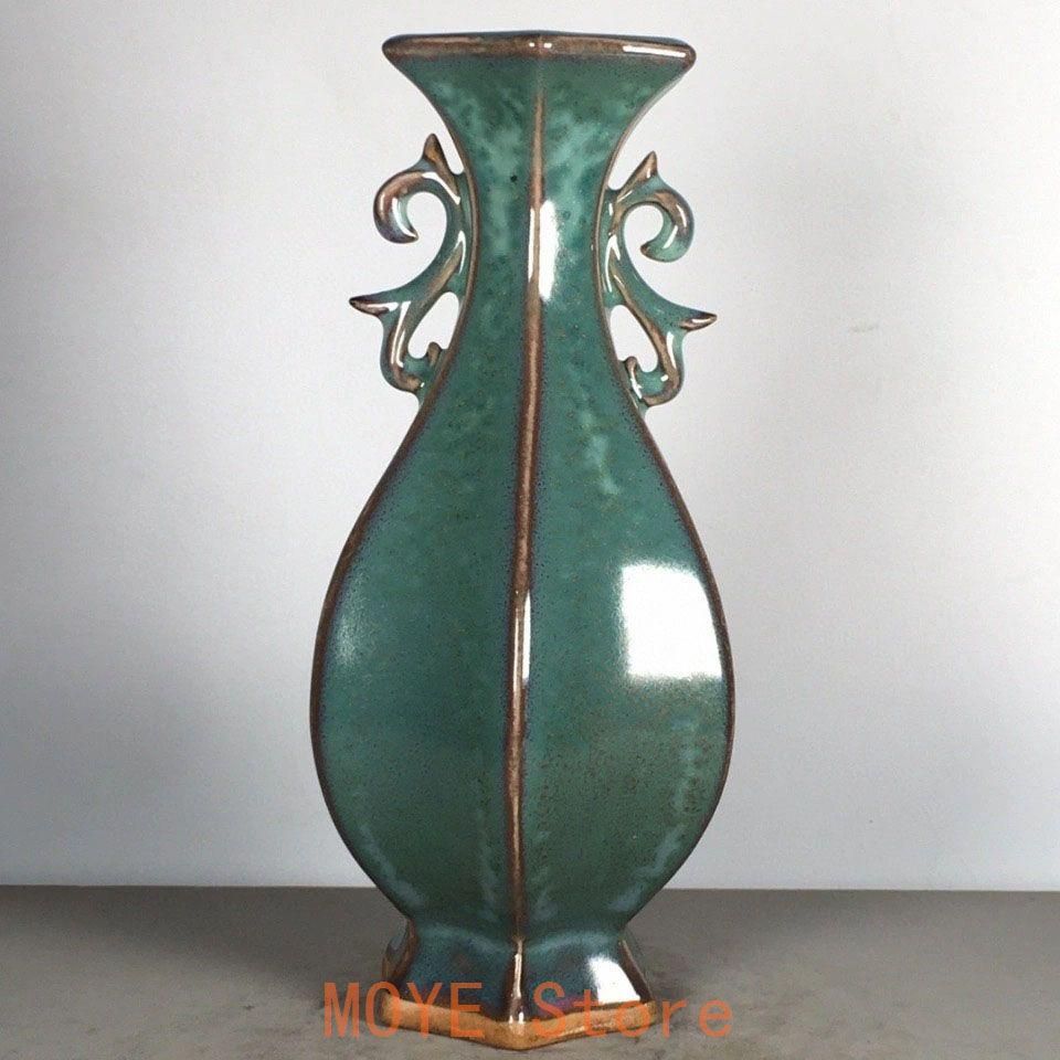 窯変双耳六角瓶賞瓶 景徳鎮 陶磁器 装飾品 現代工芸品美術品 置物