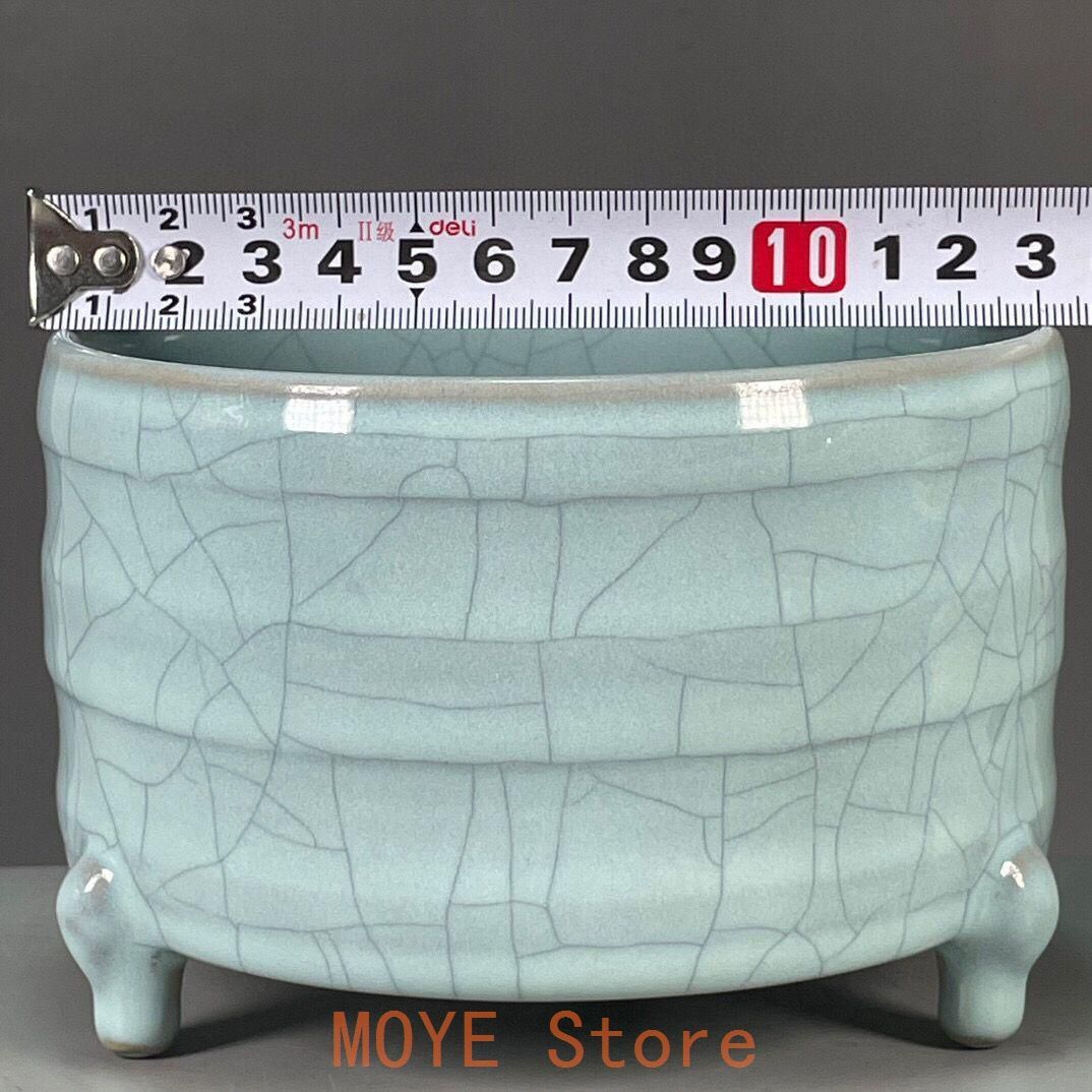 汝磁器開片三足香炉 香道具 景徳鎮 陶磁器 装飾品 現代工芸品 美術品