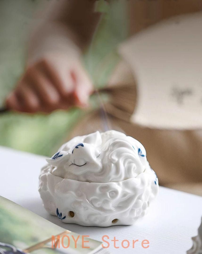 九尾狐の焼物 香炉 香道具蓋置　置物 九尾狐の焼物 香炉 香道具蓋置 置物 九尾狐の焼物