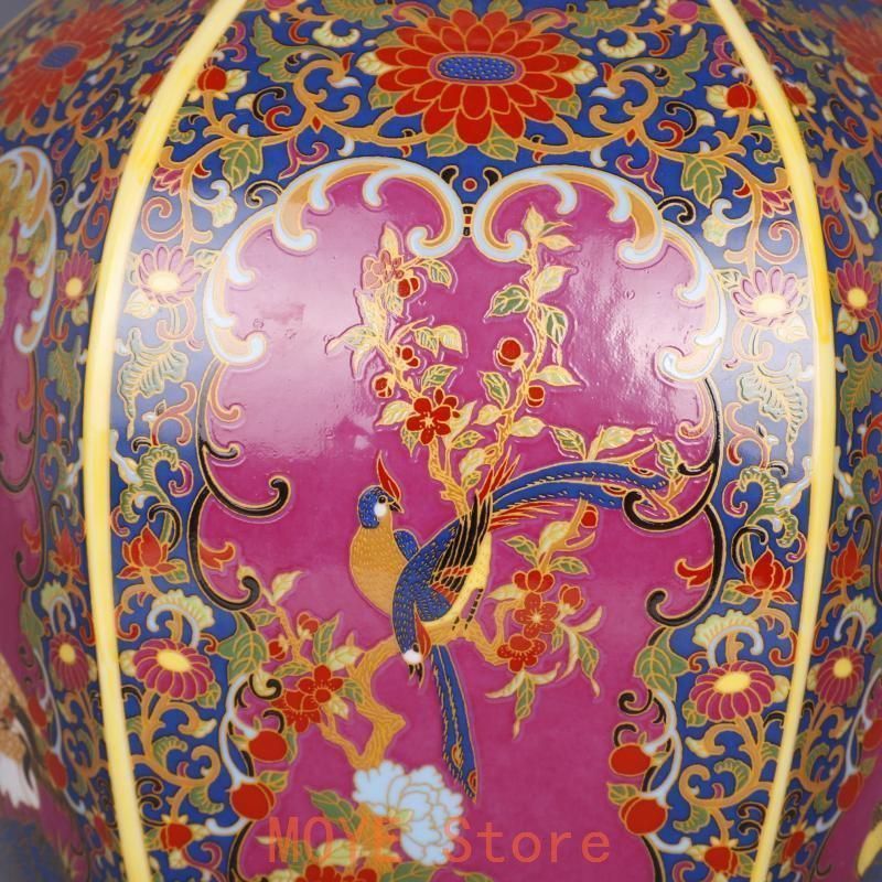 琺瑯彩蒔花鳥六方花瓶 景徳鎮 陶磁器 装飾品 工芸品 置物 琺瑯彩蒔花鳥六方花瓶 景徳鎮 陶磁器 装飾品 工芸品 置物