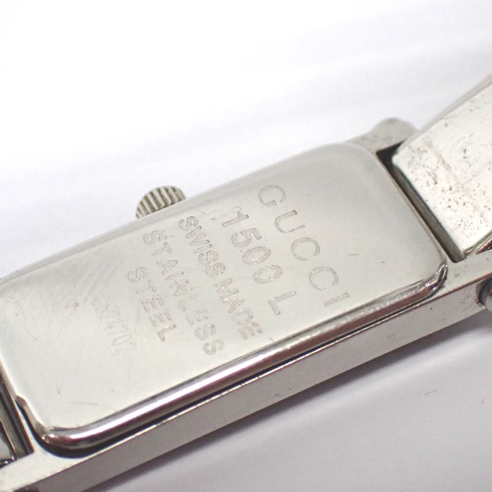 Ft635331 グッチ 腕時計 クオーツ 1500L シルバー 黒文字盤 レディース