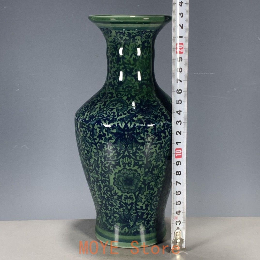 大清雍正 緑釉纏枝花盤口瓶 景徳鎮 陶磁器 装飾品 現代工芸品美術品
