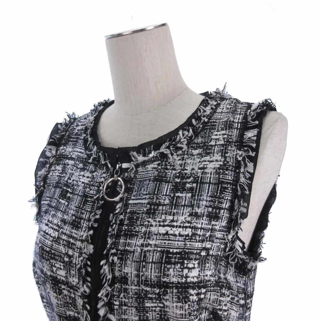 エスカーダ ESCADA ツイード ノースリーブ ワンピース ベルト ひざ丈