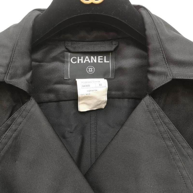 シャネル シルク ダブル トレンチコート 04C P22694V13178 ココマーク