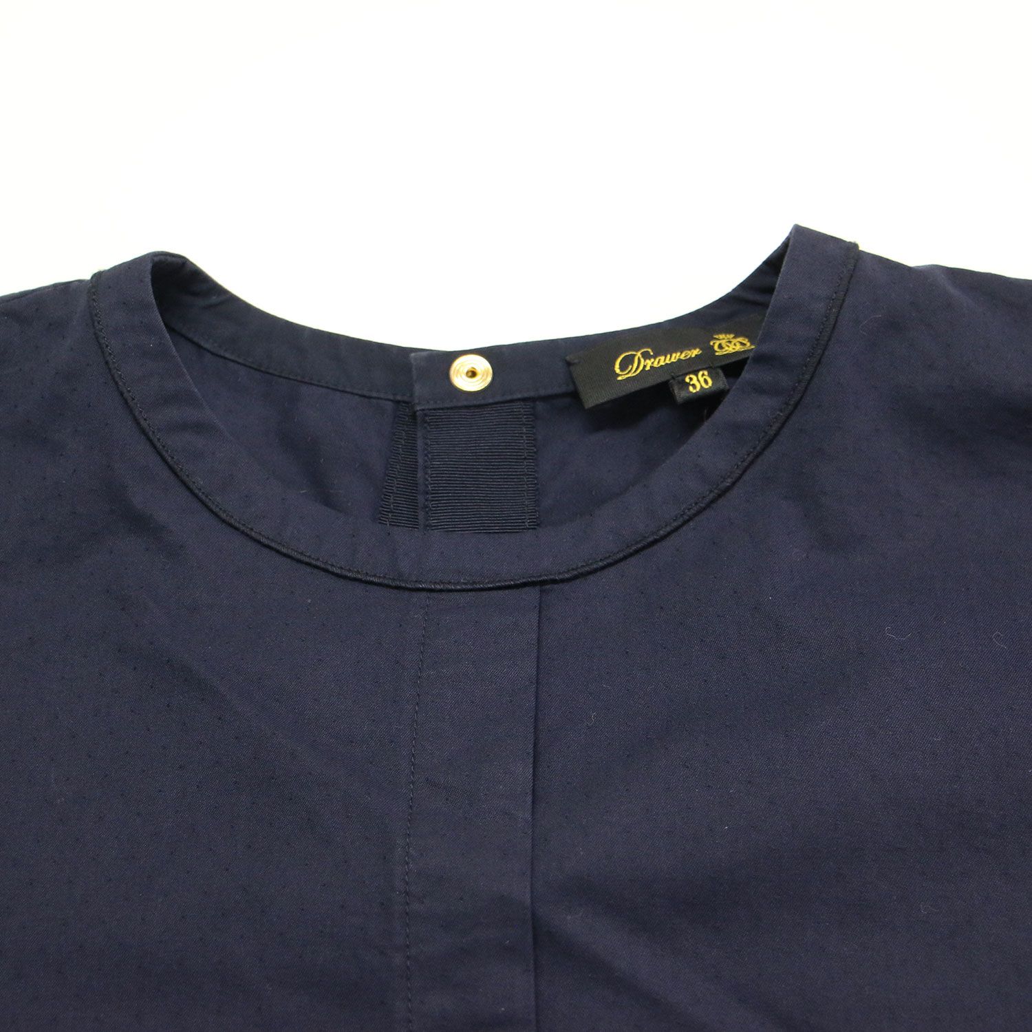 DRAWER ドゥロワー ブラウス ネイビー 紺 サイズ:36(S) | 21春夏