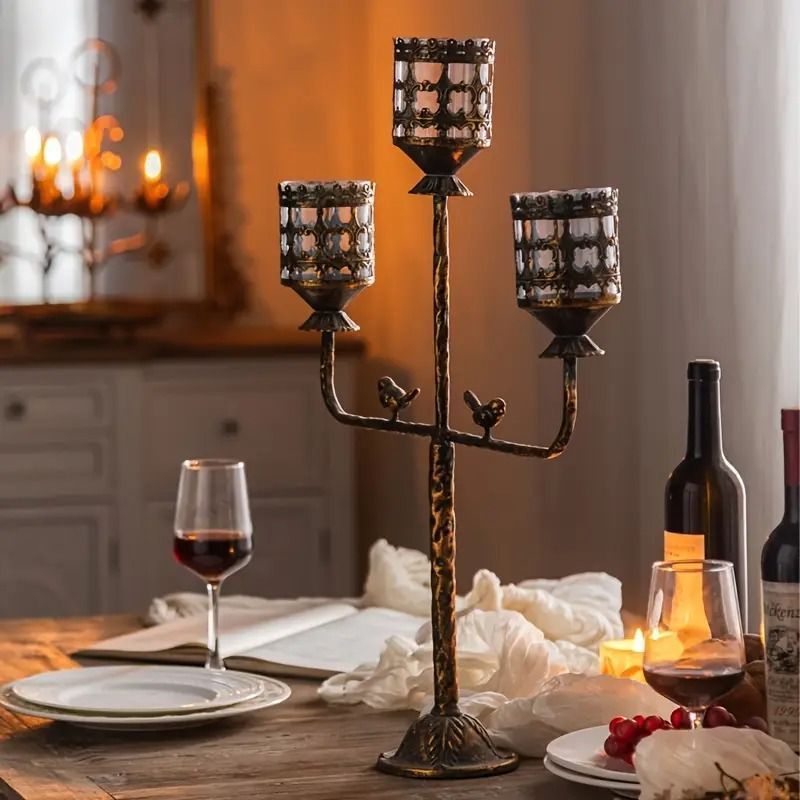 キャンドルホルダー キャンドルスタンド 3灯 アイアン 燭台