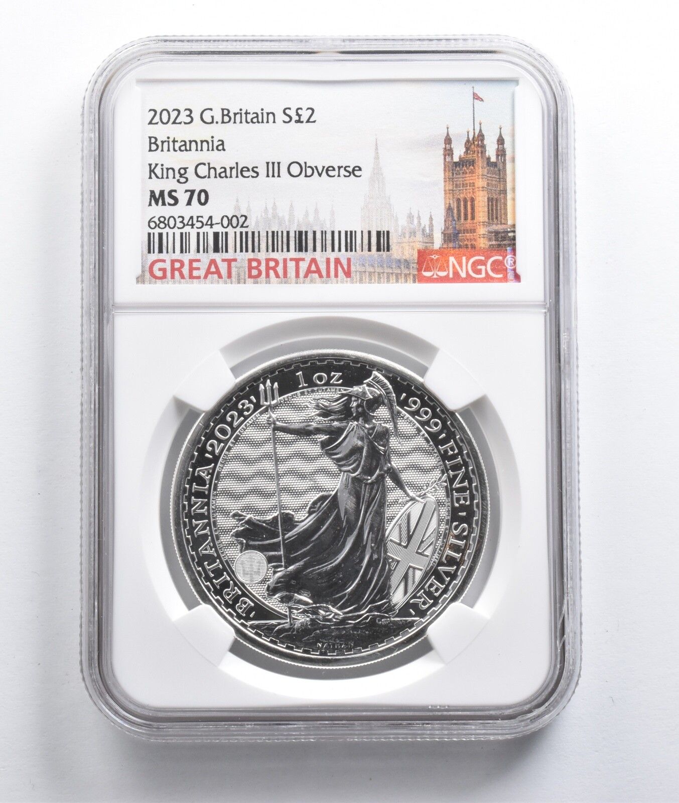 2023年 イギリス 2ポンド銀貨 ブリタニア チャールズ3世 OBV MS70 NGC