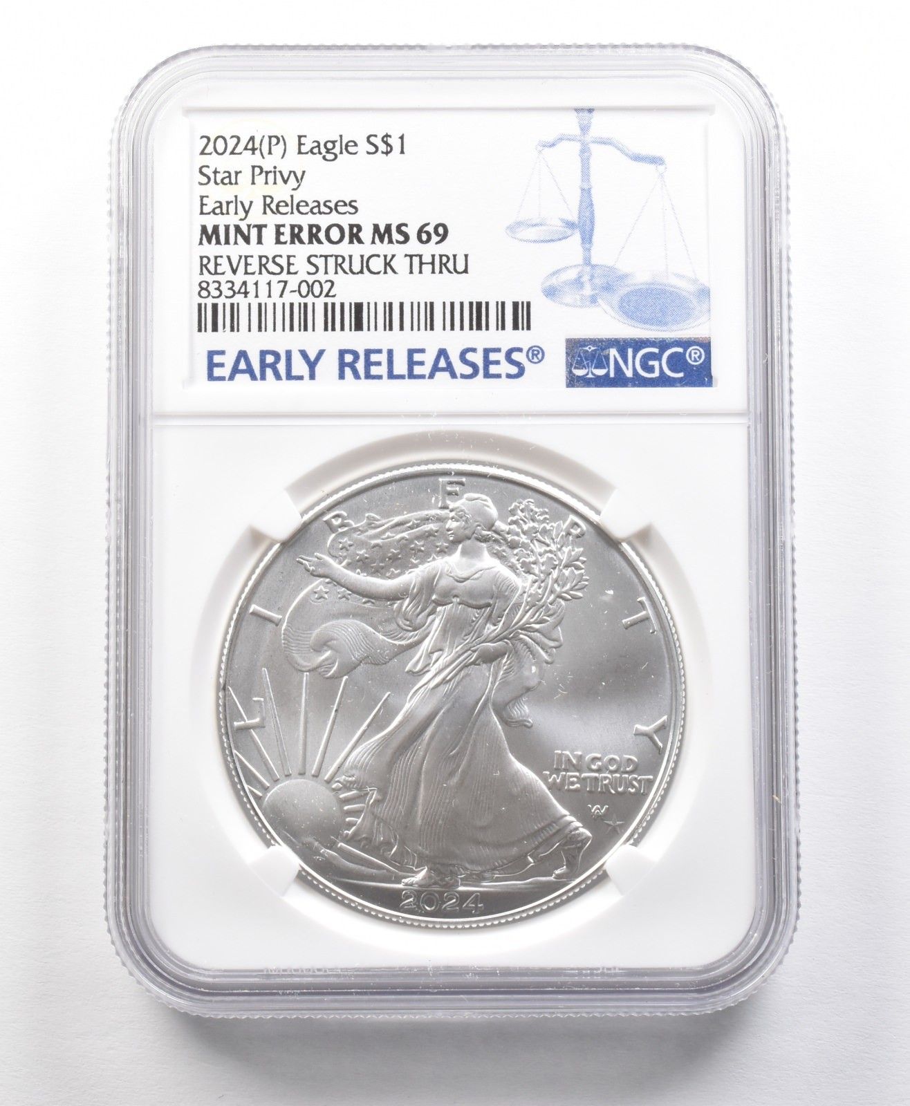 2024年 (P) アメリカン シルバー イーグル スター プライビー エラー