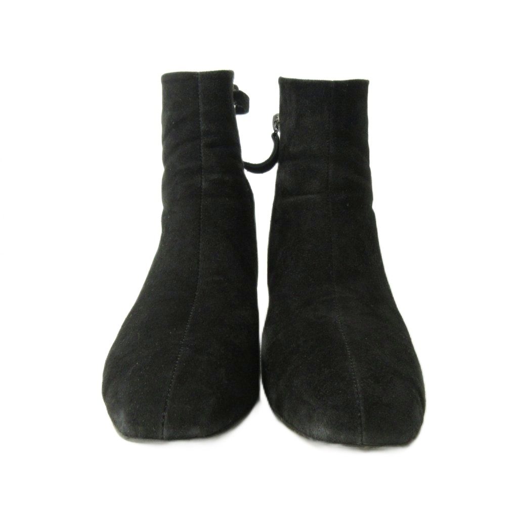 DIANA　ブラック スエード ブーティ ジッパー付き ダイアナ DIANA ショートブーツ シューズ サイドジップ ヒール