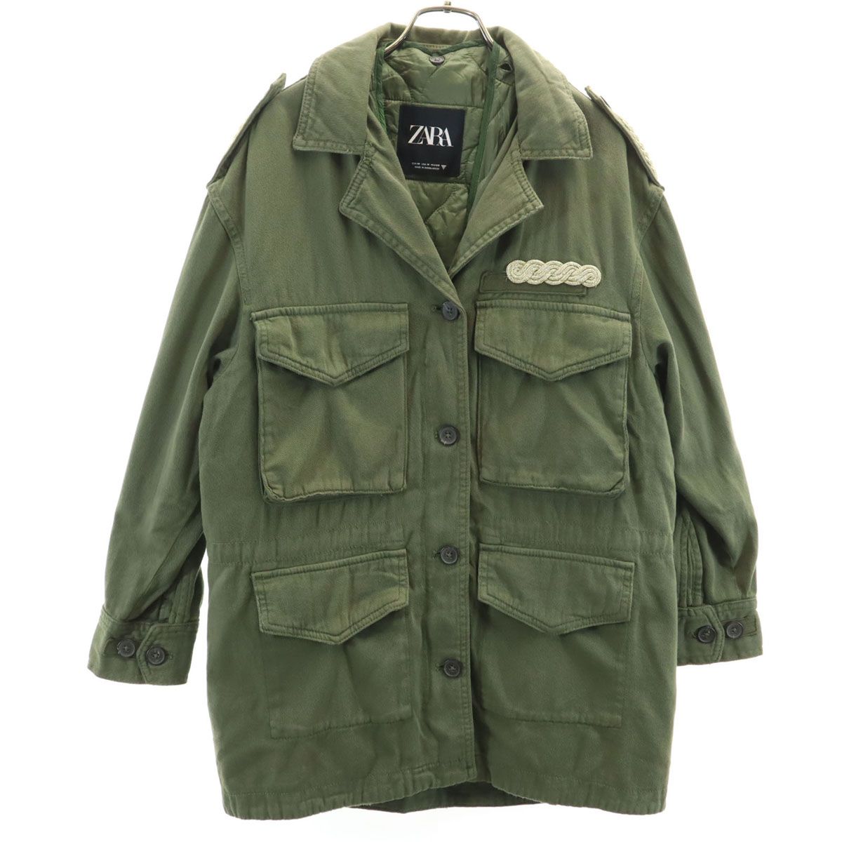 ZARA ザラ ミリタリージャケット M カーキ ライナー付き レディース 