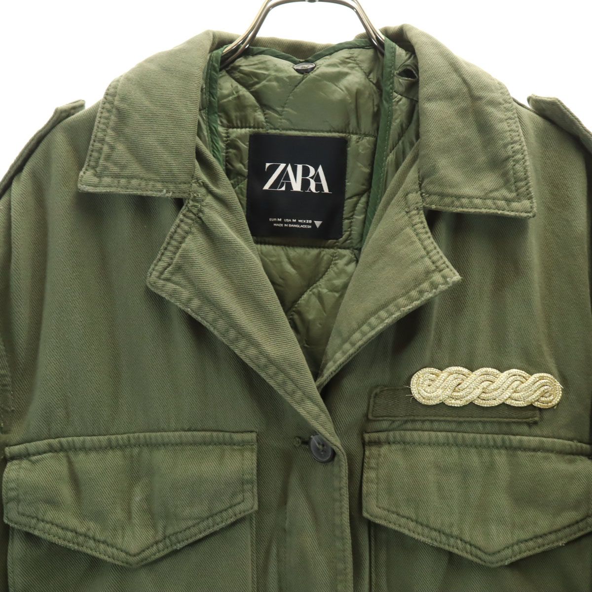 ZARA ザラ ミリタリージャケット M カーキ ライナー付き レディース 
