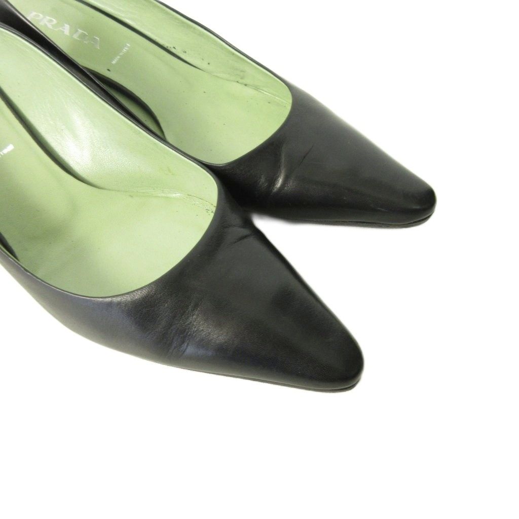 プラダ PRADA ミュール シューズ ローヒール ポインテッドトゥ レザー