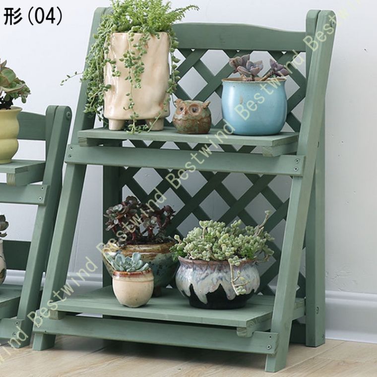新品・未使用】 木目 屋外/室内 ラック 園芸 盆栽 台 植木鉢 花台