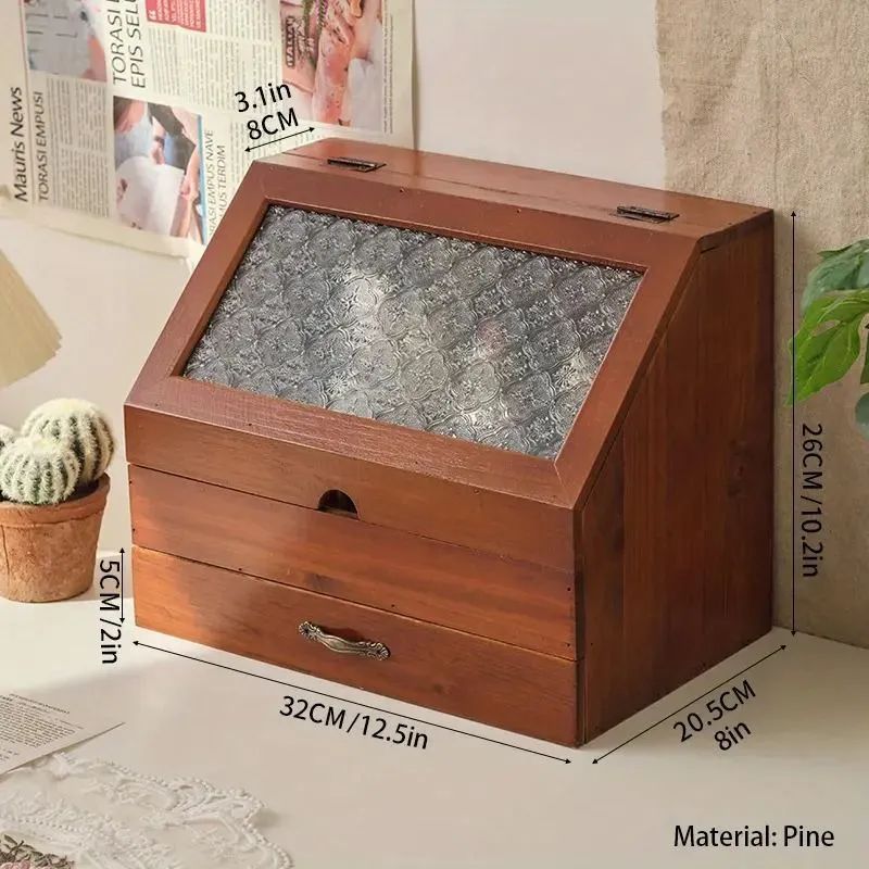 収納ボックス 木製 引き出し メイクボックス コスメボックス レトロ