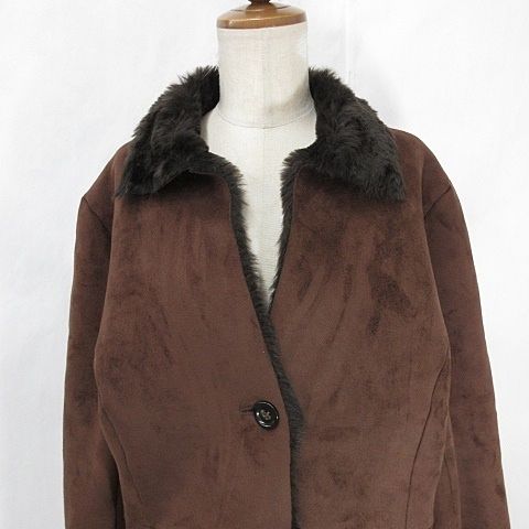 自由区 オンワード樫山 コート オープンカラー フェイクムートン