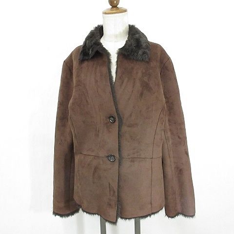 【美品】オンワード樫山　自由区　ブラックレザー　アウター 48 美品】オンワード樫山 自由区 ブラックレザー アウター 48 革ジャン