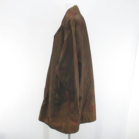 イタリア製シルク100% エトロ ペイズリー柄ロングガウンコート ブラウン F エトロ ETRO ペイズリー柄 ガウン コート 薄手 ミドル丈 茶系 ブラウン