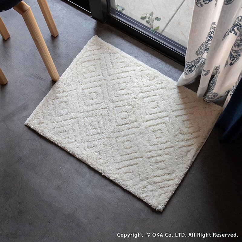 オカ(OKA) 乾度良好ピュール バスマット 約60cm×90cm アイボリー (お